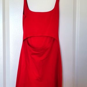 NEW WITHOUT TAGS Firetruck Red Bodycon Mini Cocktail Dress with Front Cutout